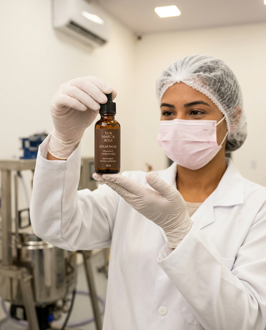 Sérum facial com a marca do cliente